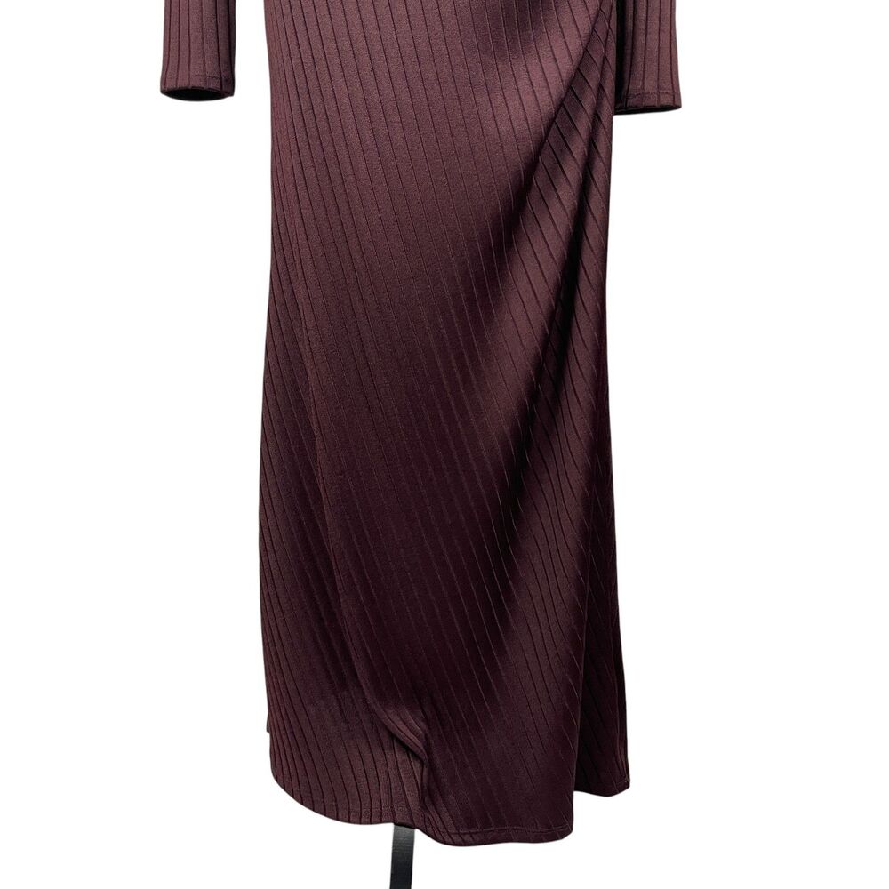 Good American Women’s Maxi Dress XL Burgundy Ribbed Mock Neck Long Sleeve - Picture 3 of 11